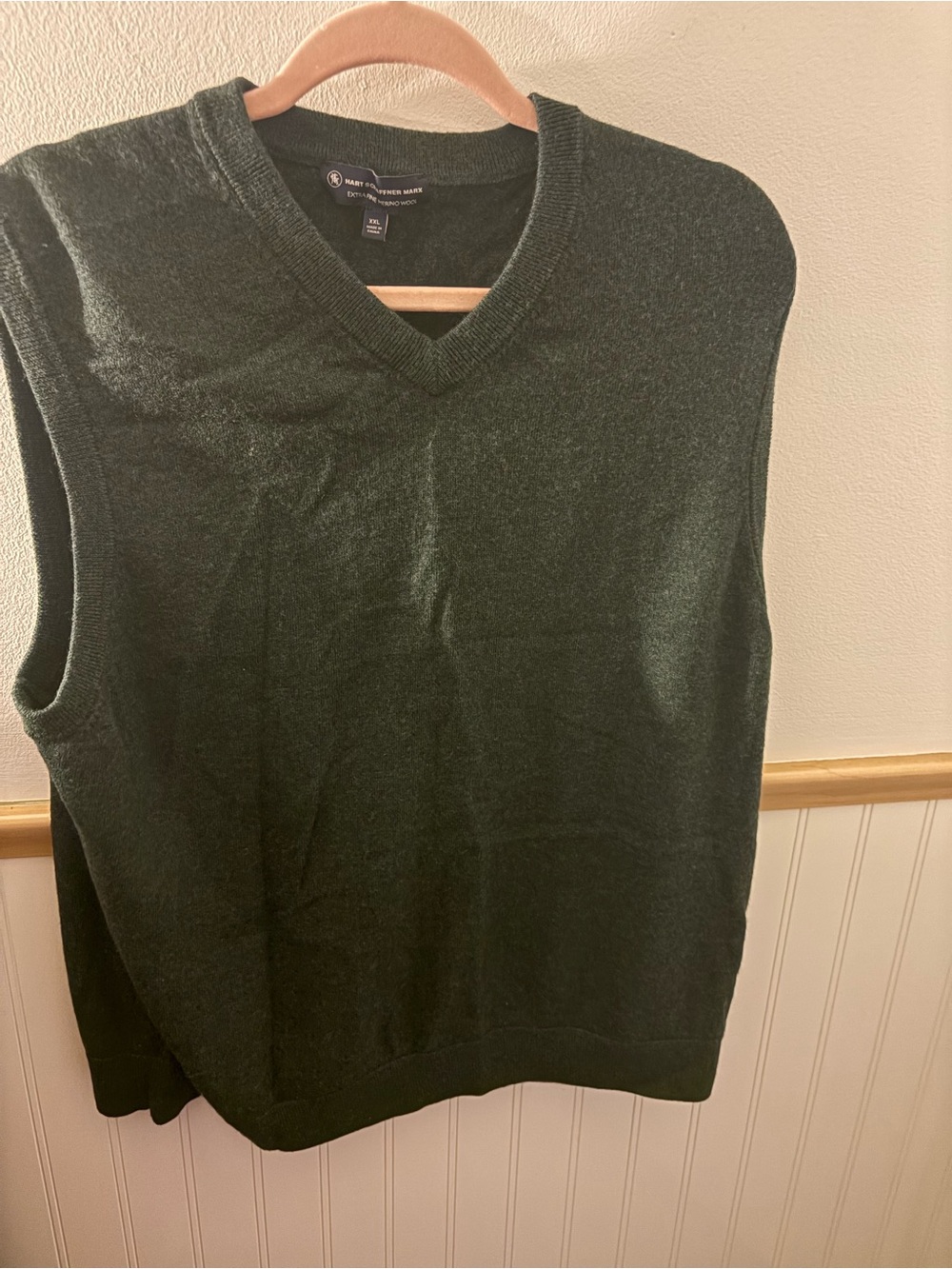 Hart Schaffner Marx Men’s XXL Extra Fine Merino Wool V-Neck Sweater Vest